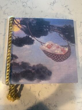 Vintage Baby Photo Album Coffee Table Book with Gold Tassel